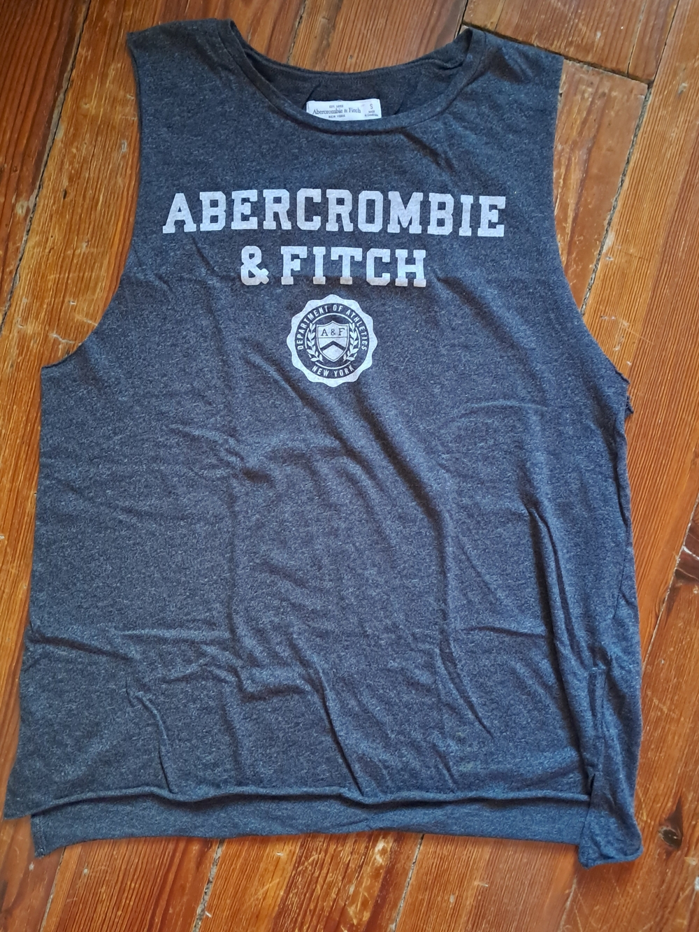 Abercrombie & Fitch Women's Charcoal Logo Muscle Tank